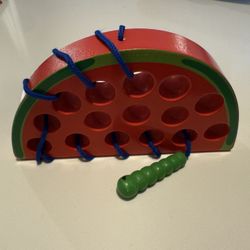 Sewing Watermelon Lacing Toy Worm Dexterity - Montessori
