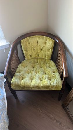 Vintage Barrel Chair with Cane Sides
