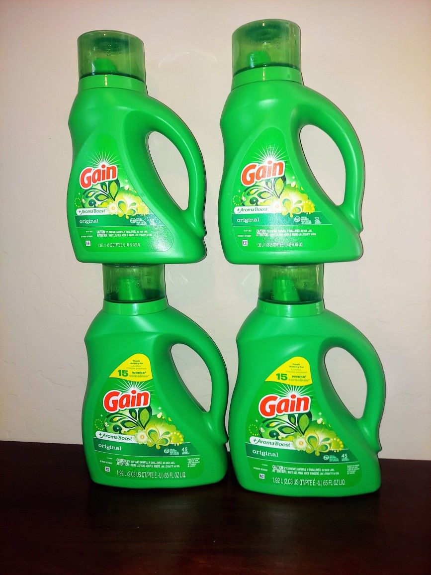 Gain Laundry Detergent (2) 65 Fl Oz & (2) 46 Fl Oz 25 for Sale in
