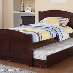 Twin twin size Cherry trundle with orthopedic mattress