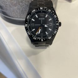 Mens Black Stainless Steel Guess Watch