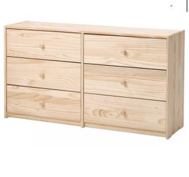 6-Drawer Pine Wood Dresser
