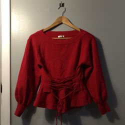 Woman Red Sweater Top I Size S