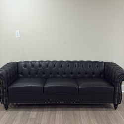 black leather couch