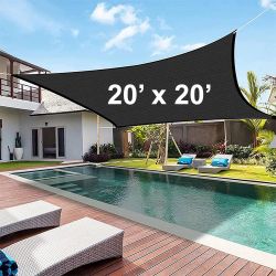 New in Box $65 Square 20x20ft Sun Shade Sail Outdoor Top Cover 95% UV Block 185gsm w/ Ropes
