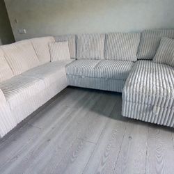 Beigelight Cream Sectional Sofa Sleeper And Storage 