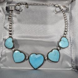 Turquoise Hearts And Beads Necklace  Jay King Mine Finds