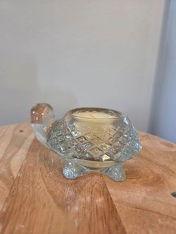 Vintage Avon "Sparkling Glass Turtle" Candle & Votive Holder (Circa 1978)