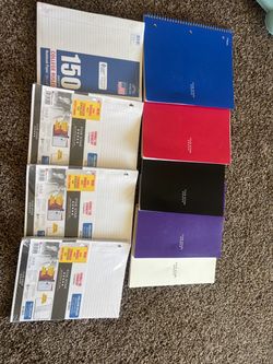 5 Notebooks and 4 line paper packets