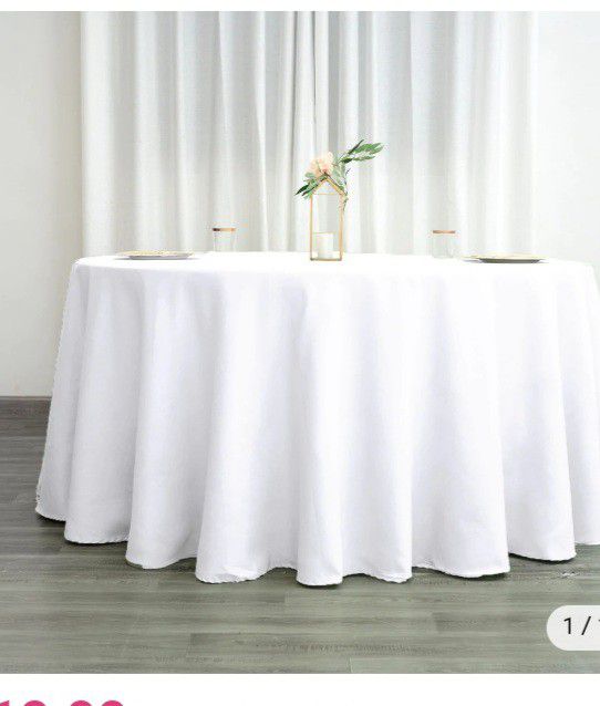  White tablecloths 120 rounds 12 QTY