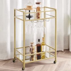 Metal Serving Cart, Rolling Bar Cart