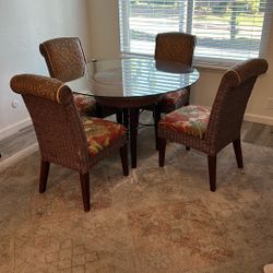 Glass Dining room Table Set With Four Chairs