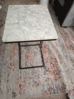 Maypex Rectangular White Sintered Stone Table Top Side Table