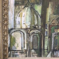 Large Elegant Midcentury Original Painting, Signed 