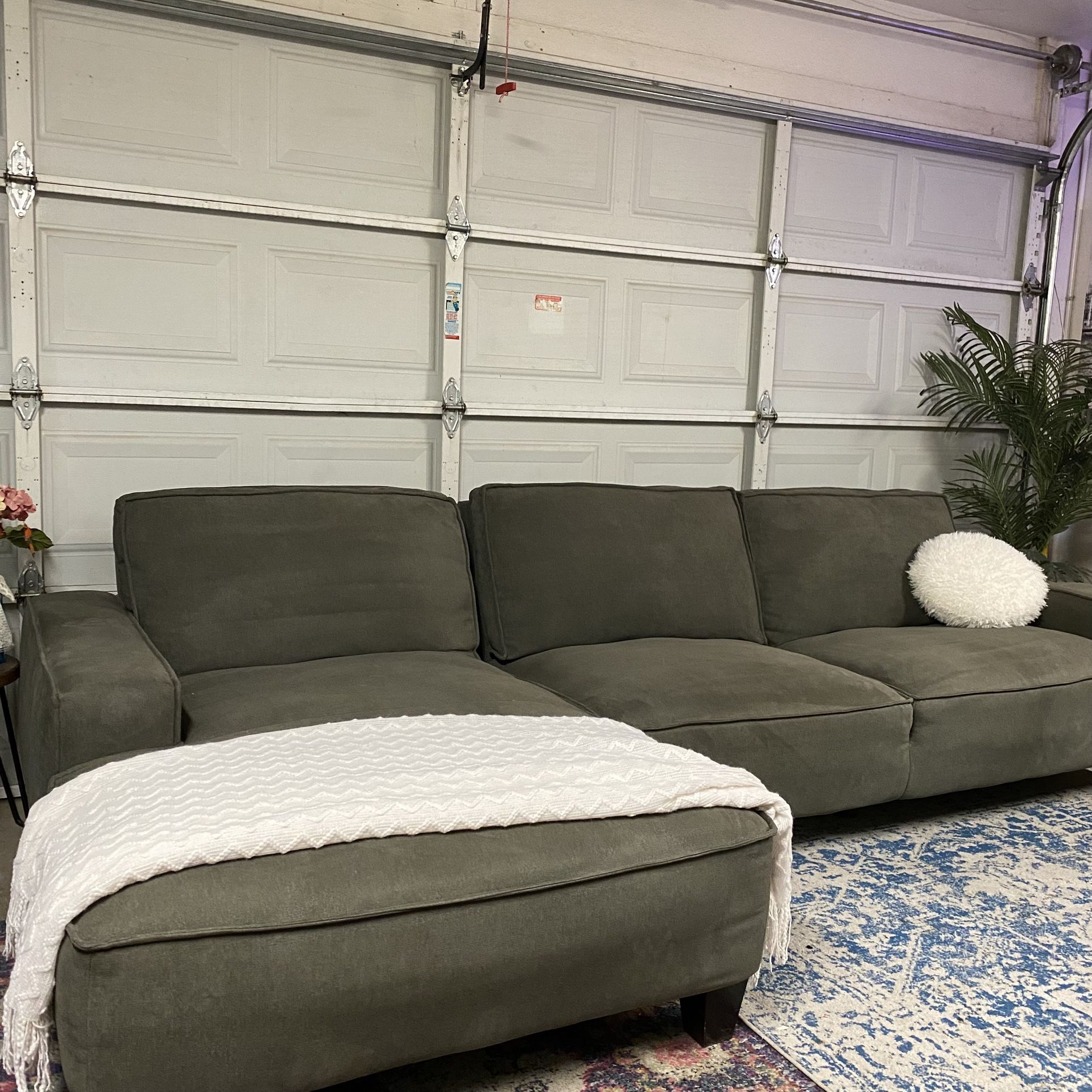 Living Spaces Dark Grey Sectional - Free Delivery