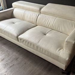 White Leather Couch / Love Seat