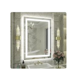 20 in. W x 28 in. H Rectangular Frameless Double LED Lights Anti-Fog Wall Bathroom Vanity Mirror in Tempered Glass