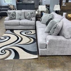 Mercado Pewter Living Room Set / couch /Sofa and Loveseat 