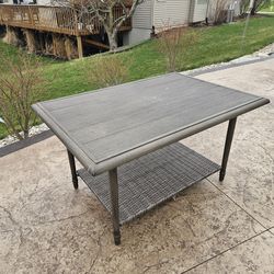 OBO  Outdoor metal finished  to look like wood coffee table