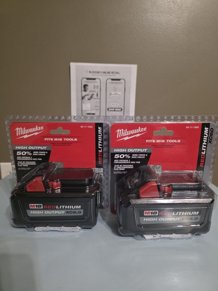 Milwaukee M18 18-Volt Lithium-Ion 6.0Ah High Output Battery 2-Pack