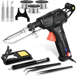 Brand New Soldering Iron Kit with Ceramic Heater, Automatic Soldering Gun Kit With Free  Solder Wire, Interchangeable Tips, Tweezers, Desoldering 