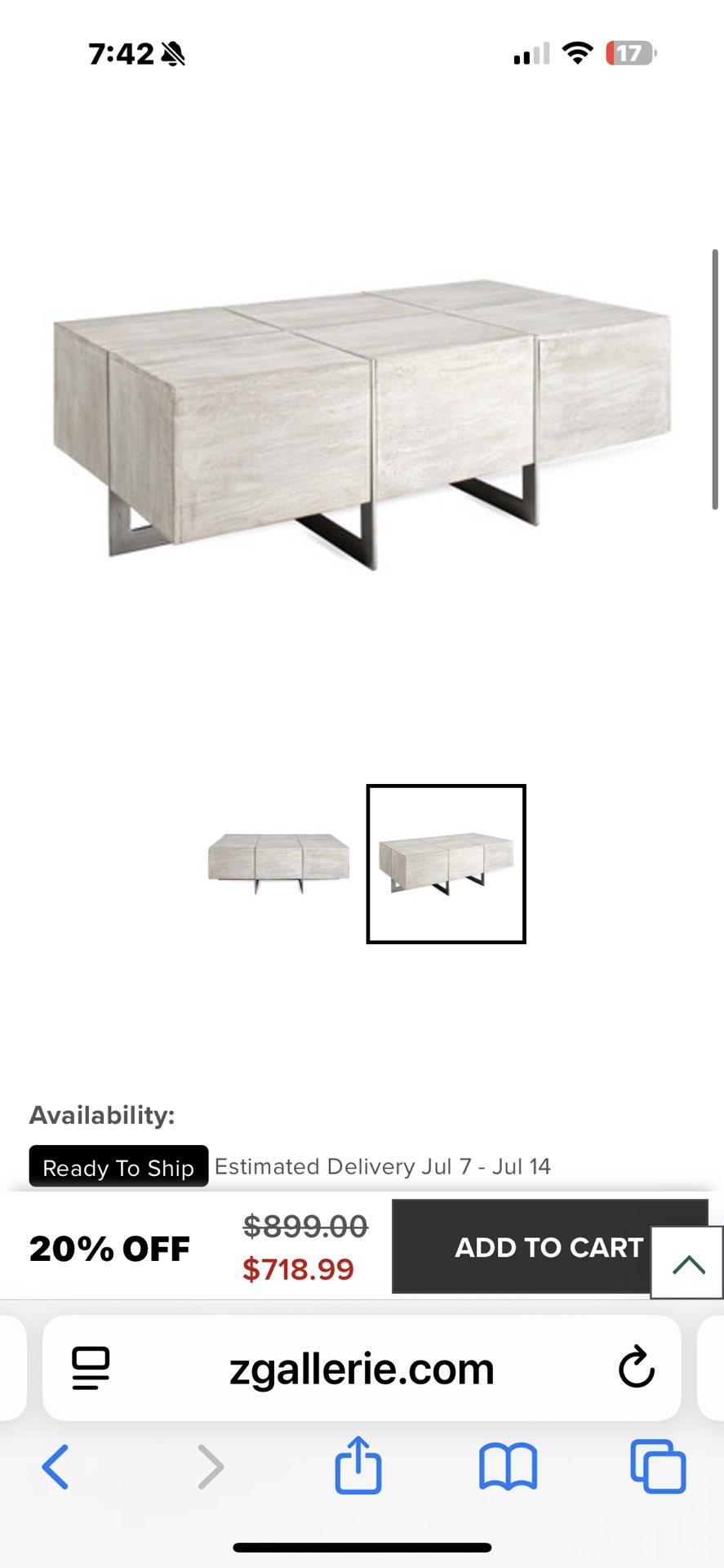 ZGallerie Clifton Coffee Table