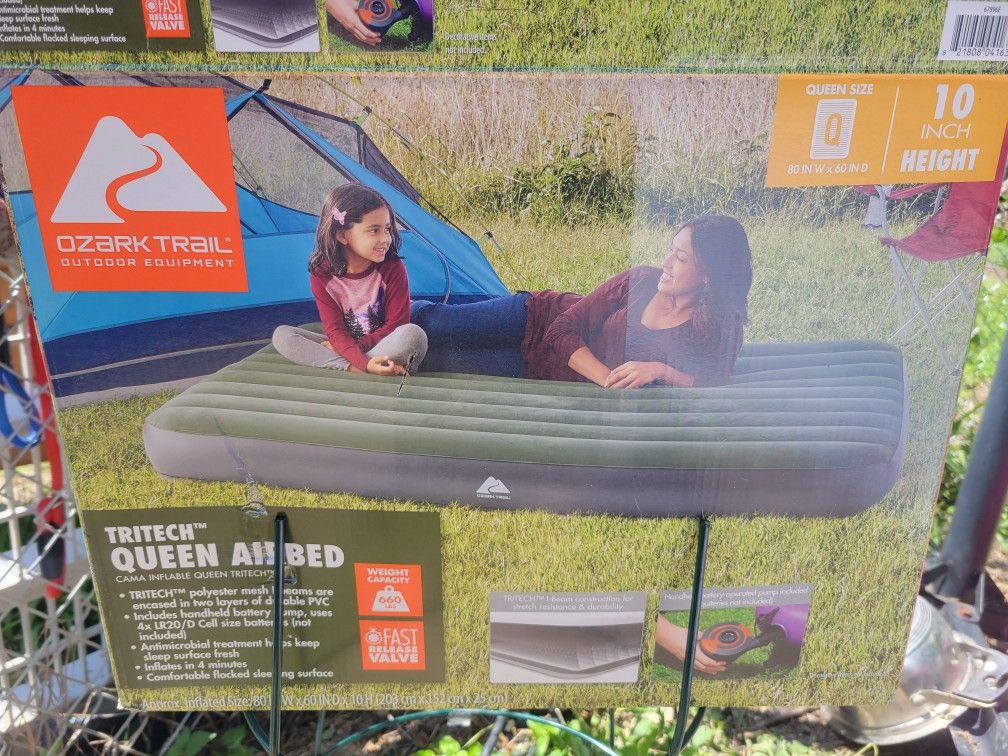 Ozark Trail Tritech Queen Airbed Air Mattress Blowup 10 inch 660lbs (no pump)
