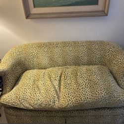 Green Down leopard Loveseat sofa