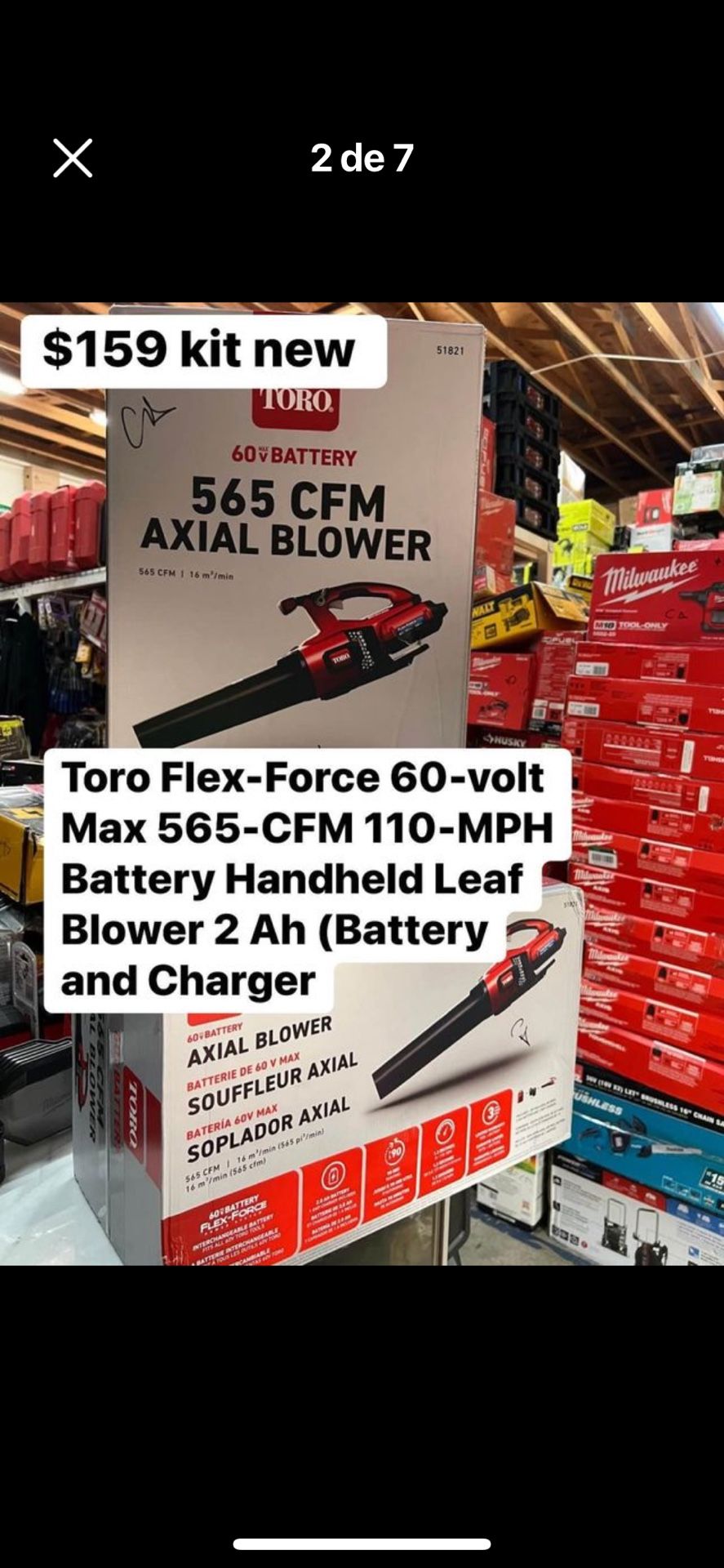 Toro Flex-Force 60-volt Max 565-CFM 110-MPH Battery Handheld Leaf Blower 2 Ah (Battery and Charger