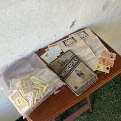 Vintage! 1936 Parker Brothers Monopoly - A Parker Trading Game U.S. Edition (No Board) Original Game Pieces Present (Bonus - 1954 Game Box Lid)