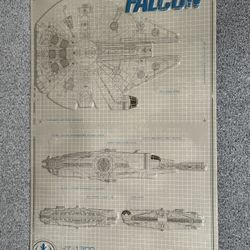 Star Wars Millennium Falcon Blueprint Metal Sign Wall Art 11.5" X 18”
