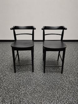 Pair of Black Bar Height Chairs – Solid Wood