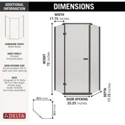 Delta 38 in. W x 72 in. H Neo-Angle Pivot Frameless Corner Shower Enclosure in Matte Black with Tinted Glass