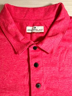 Grand Slam Performance Polo Shirt – Men’s Large – Heathered Pink/Red