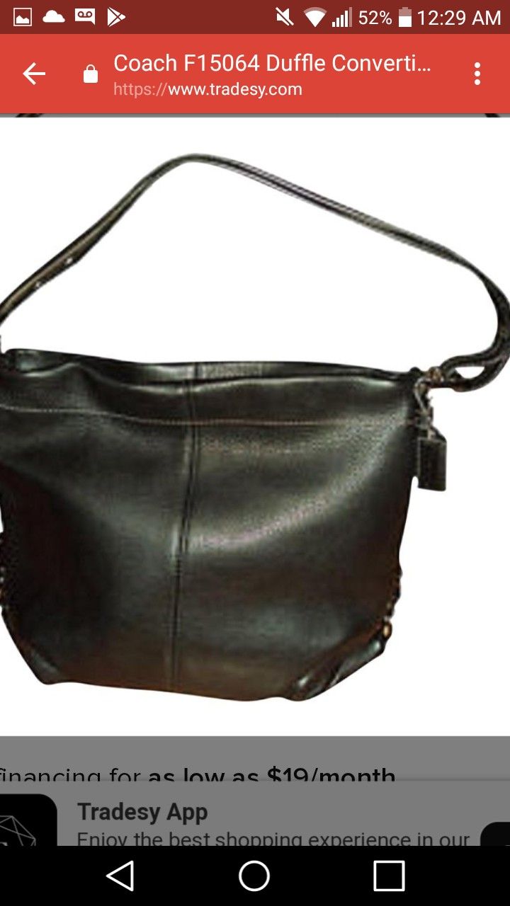 Coach F15064 Duffle Convertible Crossbody Metallic Silver Black Leather Shoulder Bag