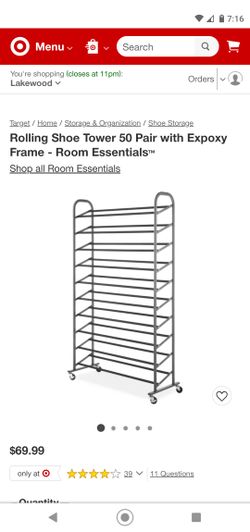 Rolling shoe rack by room essentials