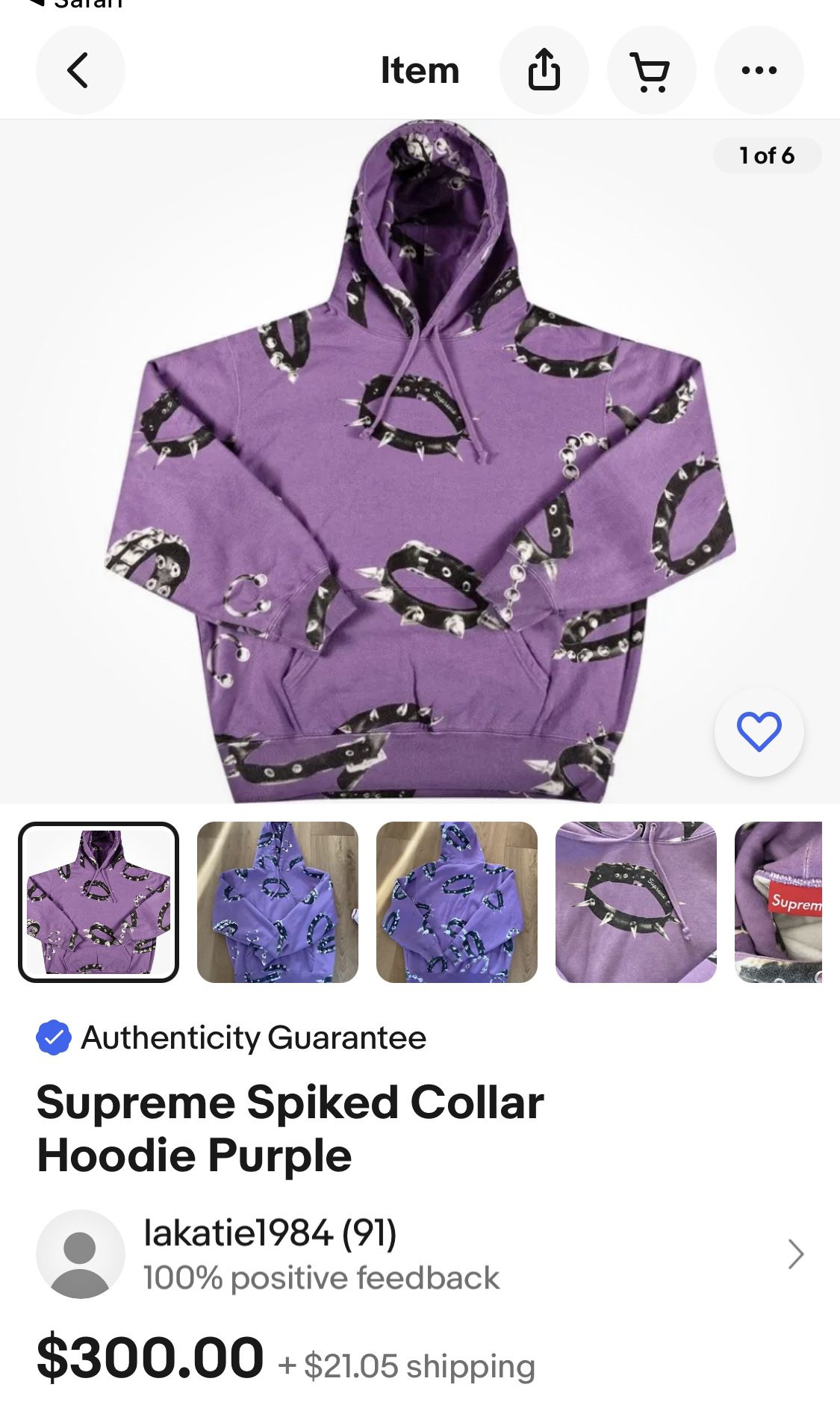 Purple Studded Collar Supreme Hoodie