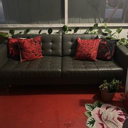 Gray Couch With Stainless Steel Legs 