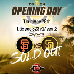 1- Tix Padres Opening day Mar 28 