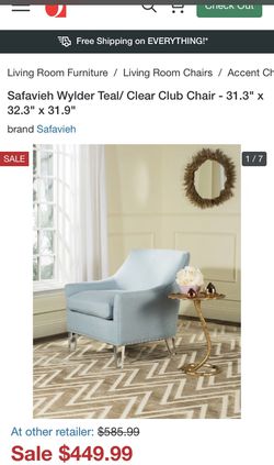 Safavieh Wylder Teal/ Clear Club Chair - 31.3" x 32.3" x 31.9"