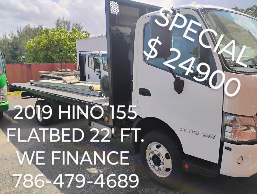 2019 HINO 155 FLATBED 22' FT. PLANCHA.