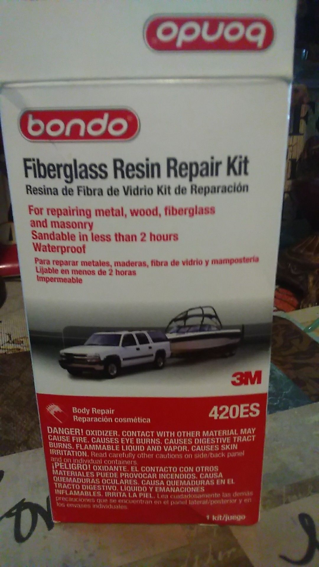BONDO fiberglass resin repair kit, brand new in box never been used