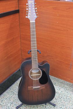 Mitchell Terra 12-String A/E Dreadnought Mahogany Top Guitar Edge Burst