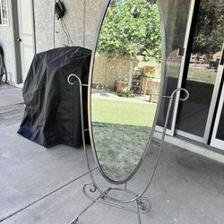 Oval Silver Steel Chavel Mirror