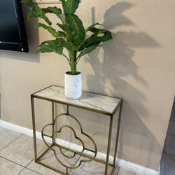 Side Table With Fake Plant