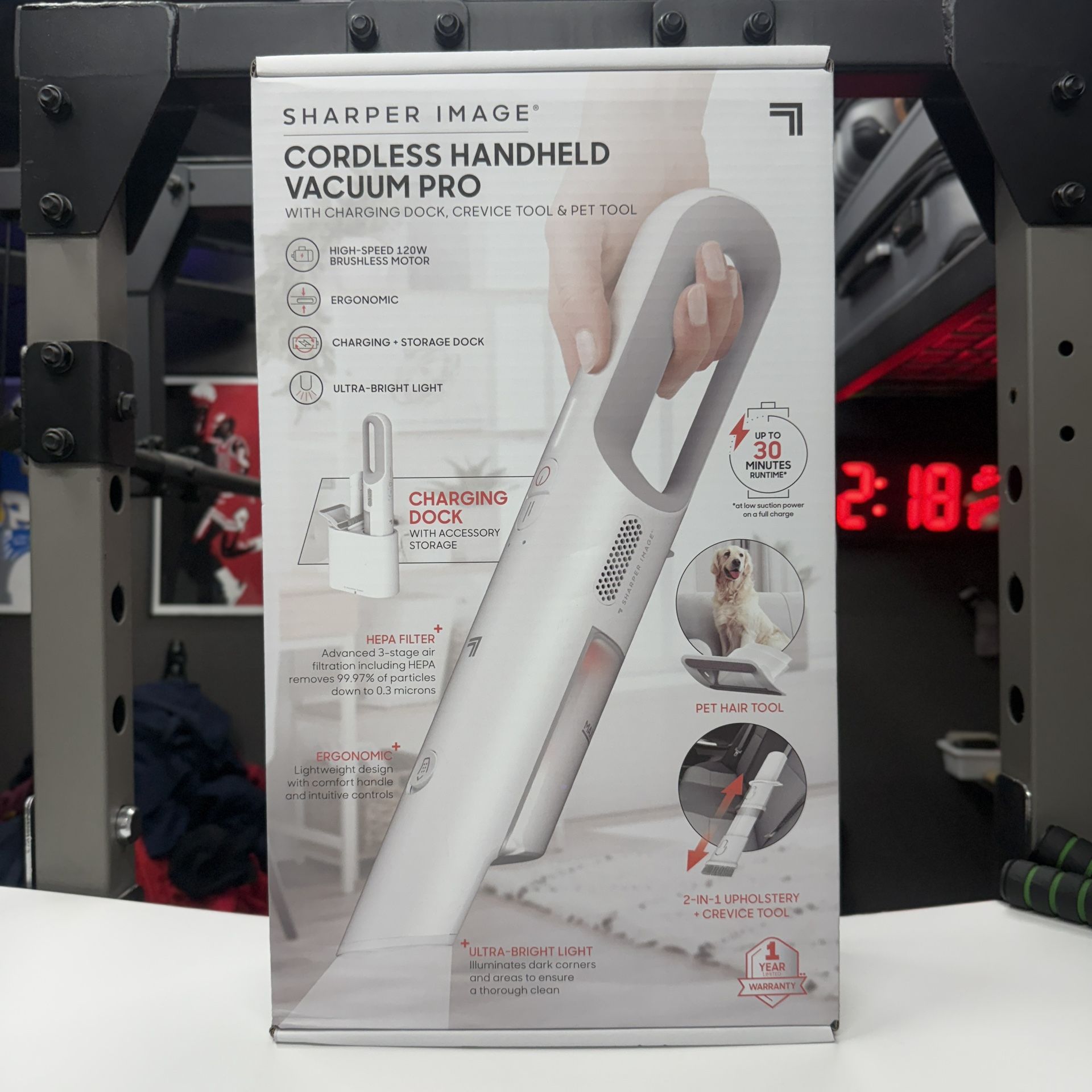 Sharper Image Handheld Vacuum with High-Speed 120W Brushless Motor, Cordless