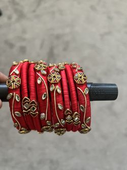Indian Thread Bangles With Kundan Work 