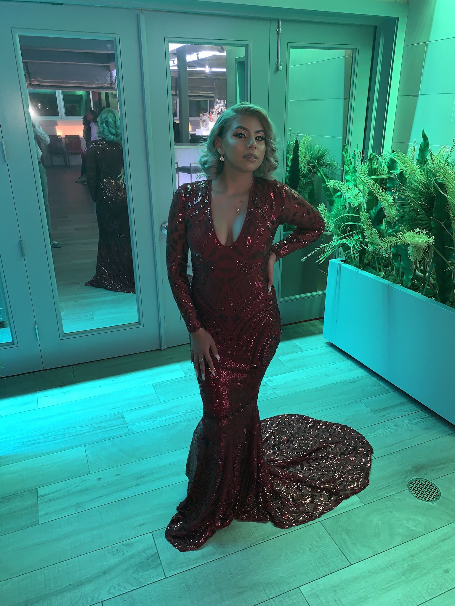 Sequin Burgundy Prom Dress Size Small