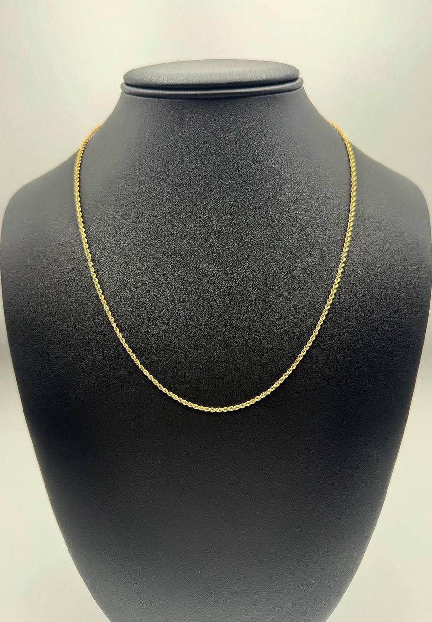 14k solid yellow gold Rope necklace chain 19.25