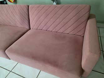 Pink Velvet Two-Seat Sofa/futon
